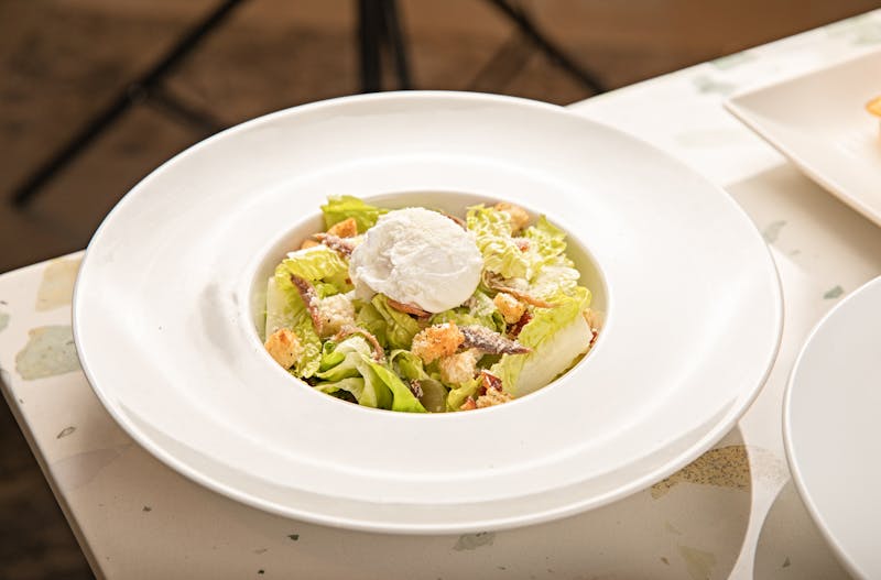 Caesar Salad with romaine lettuce and croutons